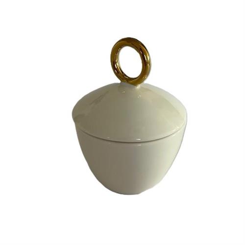Zuccheriera in porcellana con bordo oro