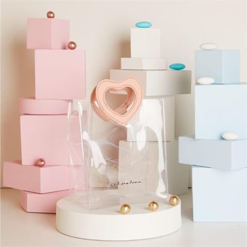 Borsetta in acrilico con manico similpelle rosa