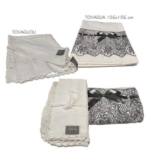 Tovaglia con 6 tovaglioli bianchi Mathilde M.