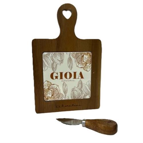 Tagliere con inserto scritta Gioia +coltellino formaggio