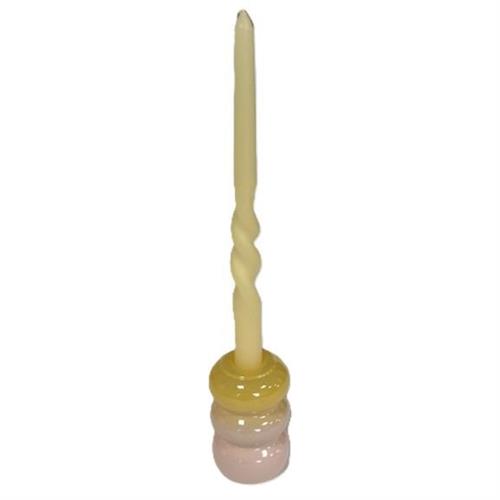 Candelabro in vetro grande giallo con candela