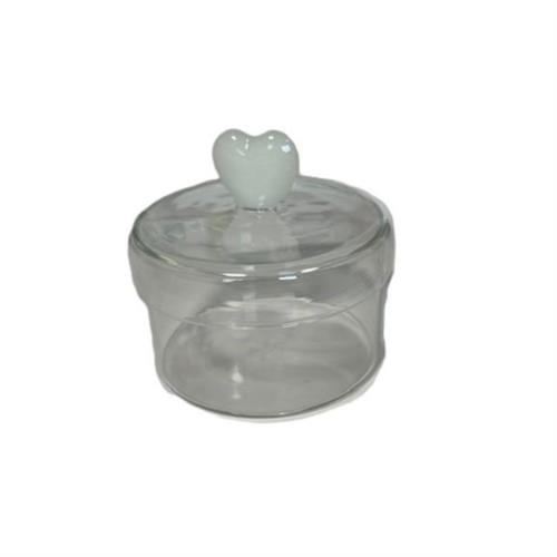 Scatolina in vetro con cuore bianco