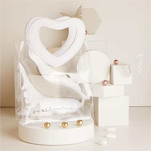 Borsetta in acrilico con manico similpelle bianco grande