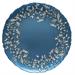 Piatto vetro blu con decorazione argento nel contorno