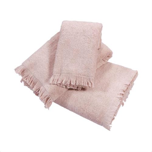 Set 2 asciugamani viso e ospite rosa cipria