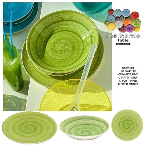 Servizio piatti colorato Lime Memento ceramica