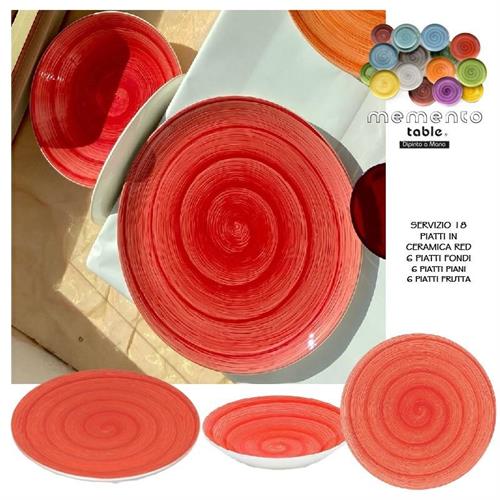 Servizio piatti colorato Red Memento ceramica