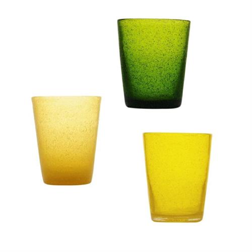 Bicchiere vetro sfumato Yellow-Green Memento (6PZ)