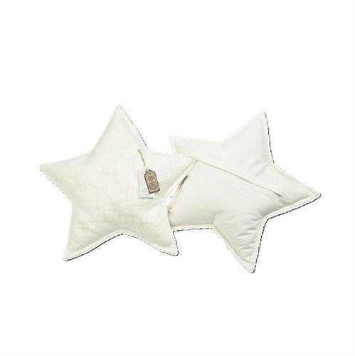 Coppia cuscini arredo a forma di stella con imbottitura bianco avorio