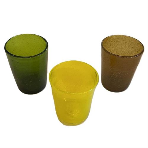 Bicchiere vetro sfumato Choco/Yellow/Green Memento (6PZ)