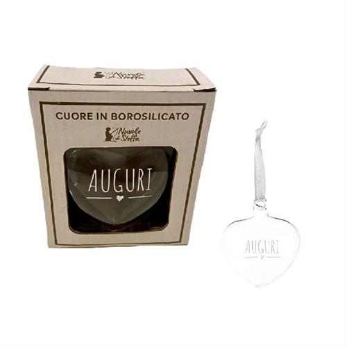 Decorazione Cuore in vetro borosilicato Auguri Nuvole di stoffa