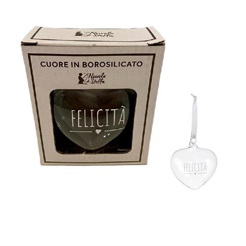 Decorazione Cuore in vetro borosilicato Felicità Nuvole di Stoffa