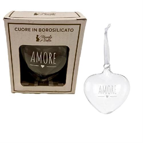 Decorazione Cuore in vetro borosilicato Amore Nuvole di Stoffa