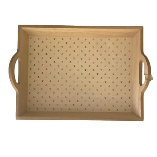 Vassoio in legno rettangolare beige con manici Nuvole di Stoffa