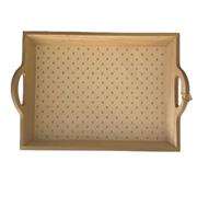 Vassoio in legno rettangolare beige con manici Nuvole di Stoffa