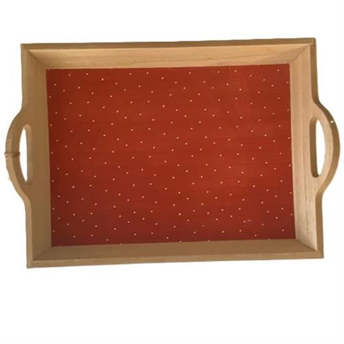 Vassoio in legno rettangolare rosso con manici Nuvole di Stoffa