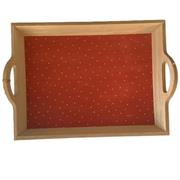 Vassoio in legno rettangolare rosso con manici Nuvole di Stoffa