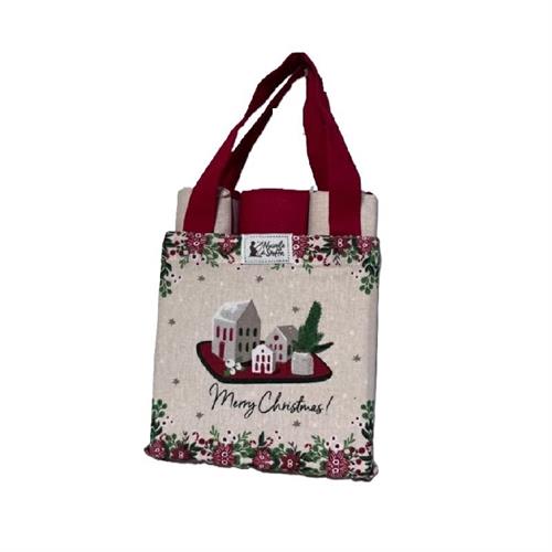Borsa cotone con 3 strofinacci Natale casette Nuvole di Stoffa