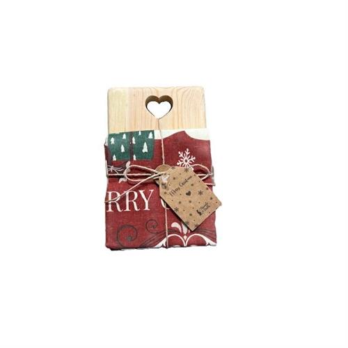 Tagliere c/strofinaccio natalizio decoro rosso Nuvole di Stoffa