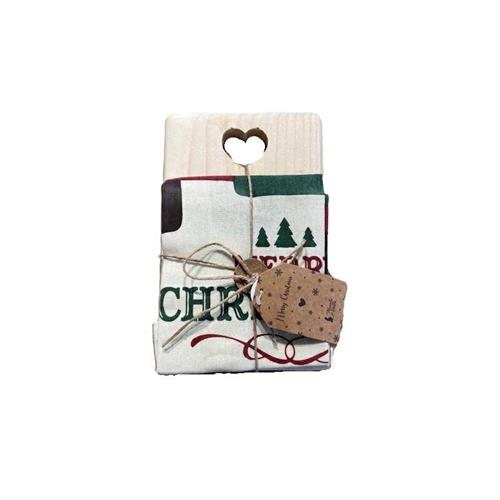 Tagliere c/strofinaccio natalizio Merry C. Nuvole di Stoffa