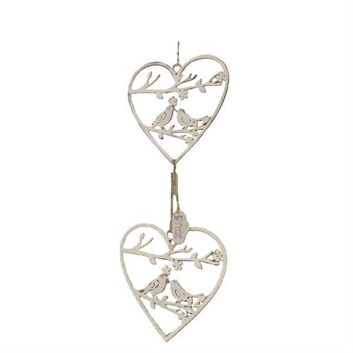 Set decorazioni cuori in metallo con uccellini Nuvole di Stoffa