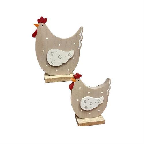 Decorazione coppia di galline in legno Nuvole di Stoffa