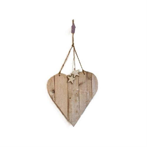 Cuore da appendere legno con stelline Nuvole di Stoffa