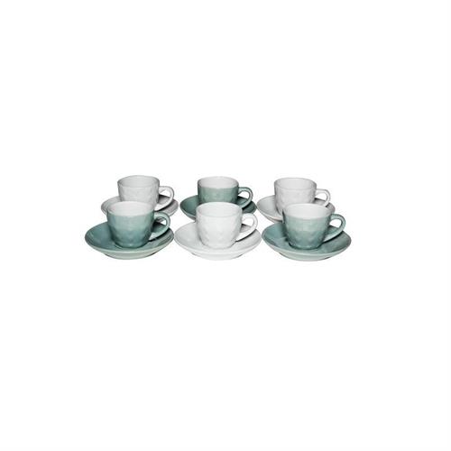 Set bicolore bianco/grigio verde tazzine con piattino Nuvole di Stoffa