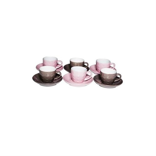 Set bicolore rosa/marrone tazzine con piattino Nuvole di Stoffa