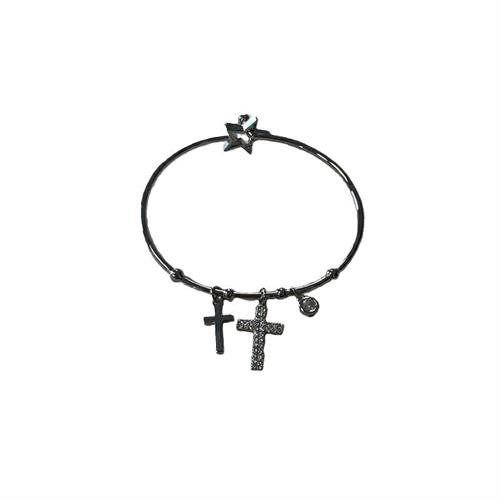 Bracciale silver con croci e strass e chiusura a stella