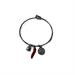 Bracciale silver con corno rosso, moneta e sonaglio - chiusura a goccia