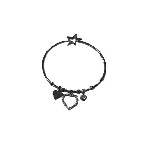 Bracciale silver con cuori e strass con chiusura a stella