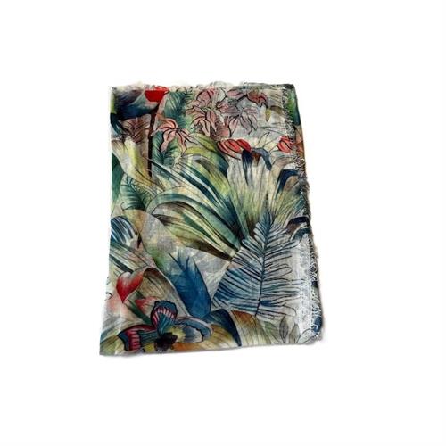 Pashmina in viscosa con fantasia floreale multicolorverde