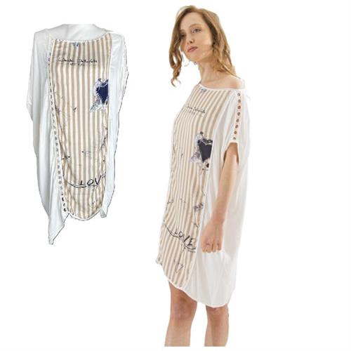 Maxi t-shirt con stampa a righe Arte Pura