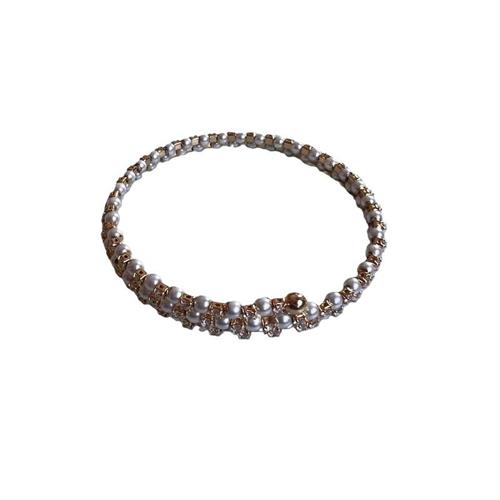 Bracciale manetta gold con strass e perle alternati
