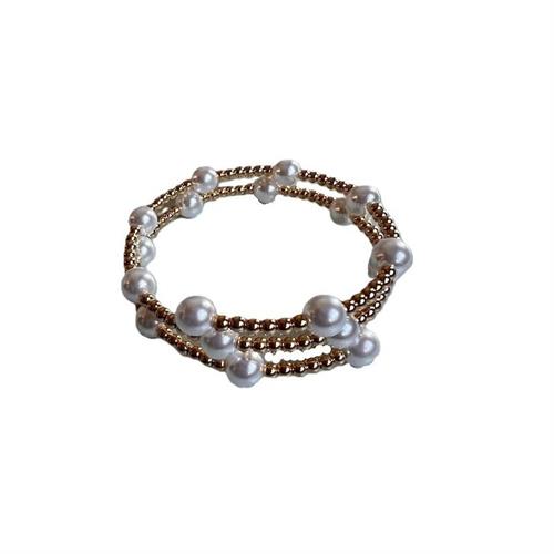 Bracciale manetta gold con sfere gold e perla