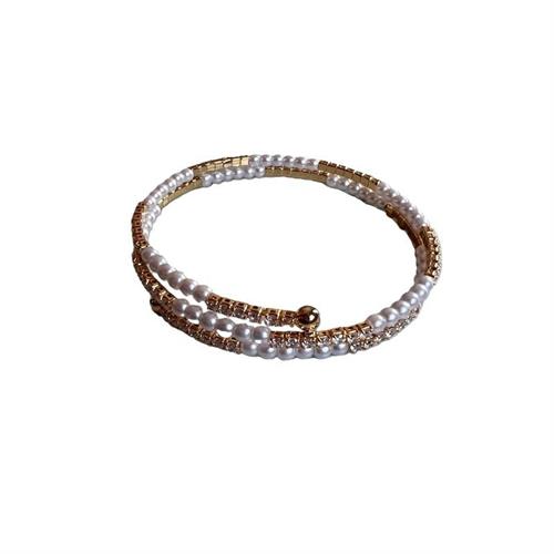 Bracciale manetta gold 6 perline 7 strass alternati