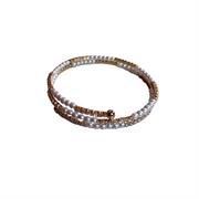 Bracciale manetta gold 6 perline 7 strass alternati
