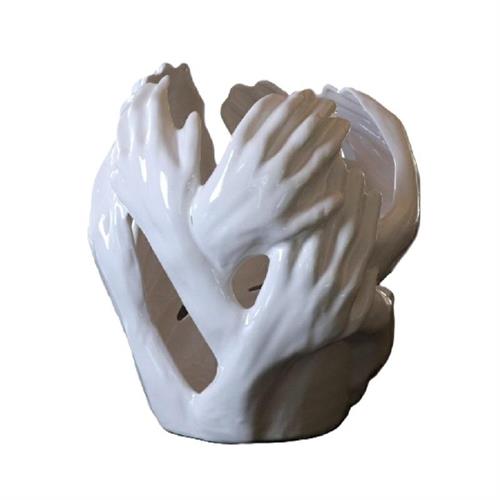 Vaso intreccio mani Kheires bianco