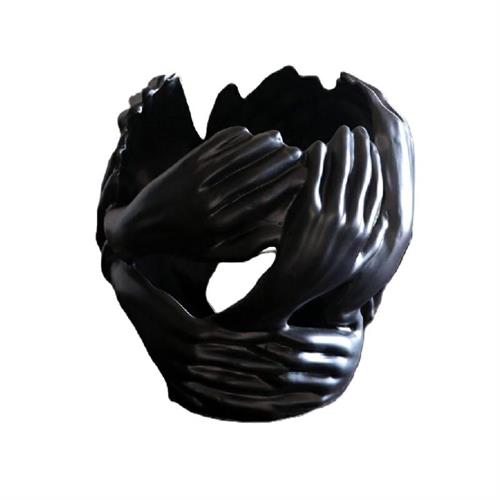 Vaso intreccio mani Kheires nero opaco