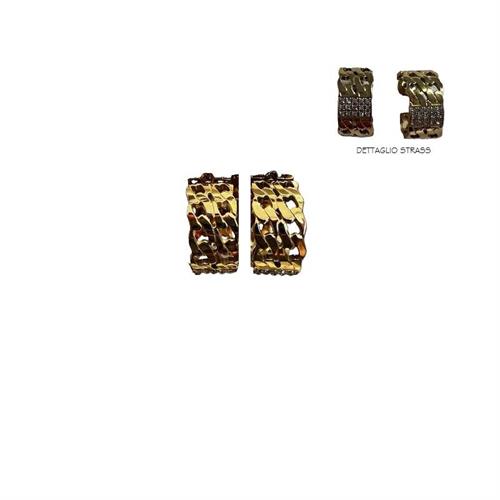 Orecchini gold spessi con strass