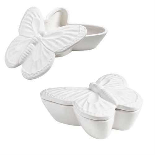 Scatola Papillon in ceramica bianca