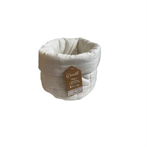 Cestino imbottito con bordo misto lino