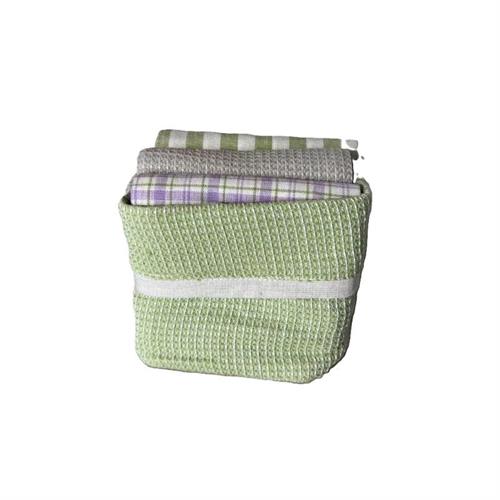 Cestino in cotone con 3 strofinacci assortiti