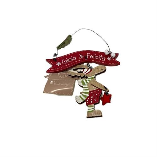 Decorazione renna natalizia con parole Gioia e felicità