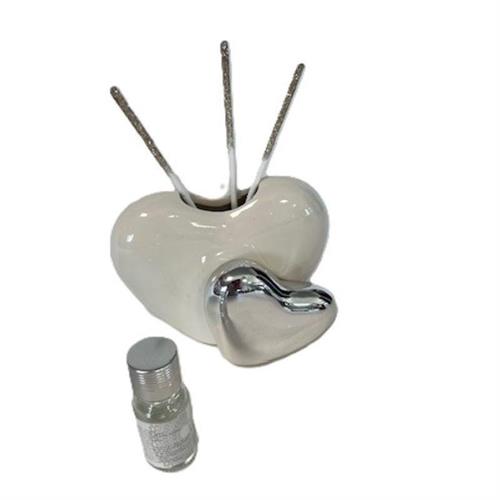 Profumatore cuore doppio silver grande