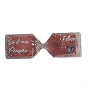 Clessidra piccola con cuore e sabbia rosa, frase Sei il mio pensiero...