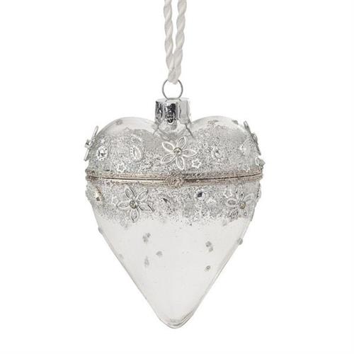 Cuore in vetro soffiato apribile trasparente