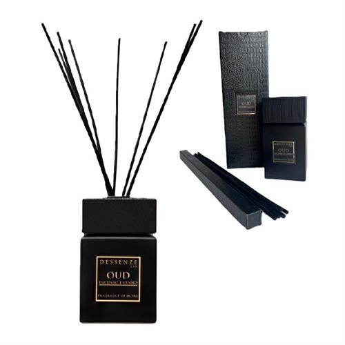 Profumo per ambiente c/bastoncini linea Oud Black 500 ml Dessenze