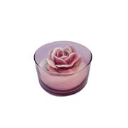 Candela rosa antico in vetro colorato c/sabbia Cererie Parma